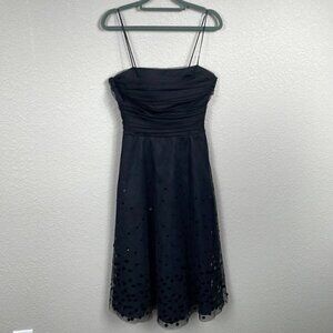 Eliza J Black Tulle Sequin Midi Dress Balletcore Cocktail Party Sparkle Sz 10
